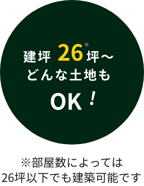 建坪26坪〜　どんな土地もOK！