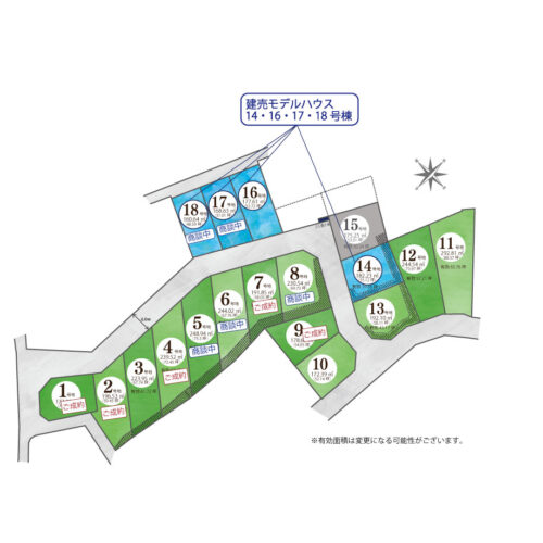 基本的には２階建ての住戸建築想定の土地ですが、区画によっては平屋でも建築可能な広さがあります。